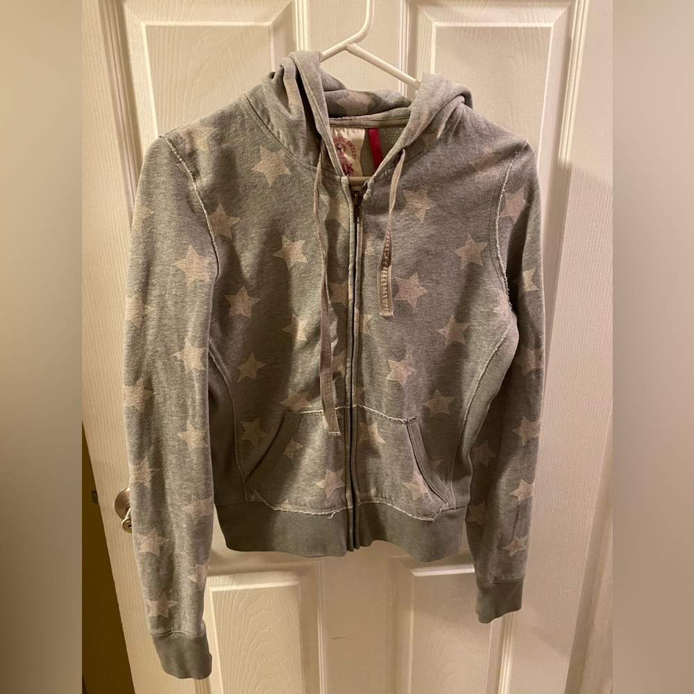 Victoria’s Secret Pink Zip Hoodie size M Gray w/ Stars